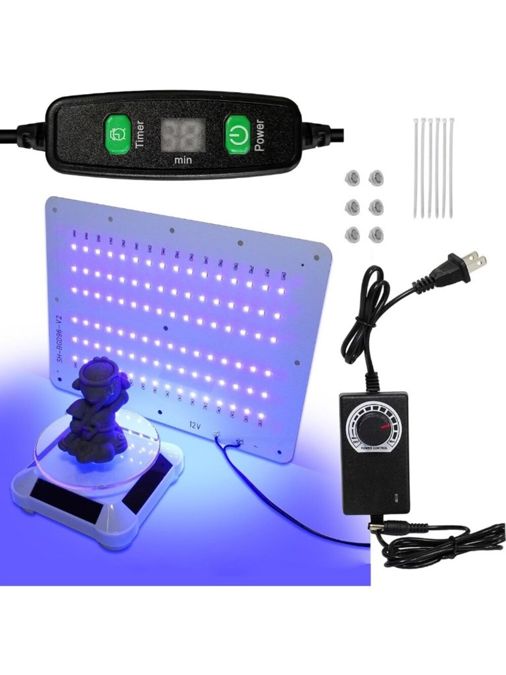 48W Smart UV Light for Resin Curing | 360° Rotating Solar Turntable Stand